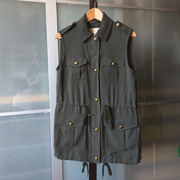 Michael Kors Army Green Tie Vest - Size Small - Picture 10 of 10